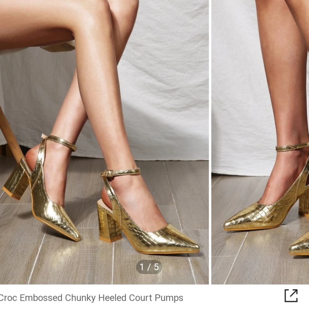 NWT SHEIN CROC EMBOSSED CHUNKY HEEL COURT PUMPS SIZE 10